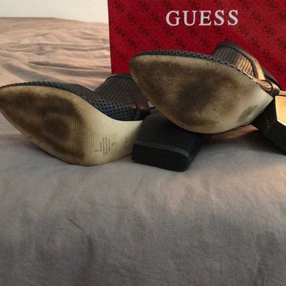 Guess Open Heel Leather Mesh Booties - Picture 3 of 6